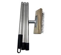 Stainless Wire Brush,59-inch Long Handled Scrub Brush - Hard Bristles Heavy Duty Scrubber for Carpet Tub Floor House Patio Garage Exterior Boat Moss Concrete Deck Bathroom