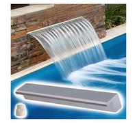 StainlessSteelPoolFountainKitModern3ftWaterfallSpillwayforGarden&PondWallMountedDecorativeFeatureOutdoorWaterCascadesSilverFinish