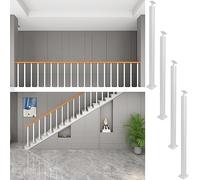 Stair Attic Iron Balustrade Posts - 2/4/6 Pcs White Deck Balusters for Indoor/Outdoor Steps Courtyard Porch Guardrail Floor Mounted Pillars (4 Pack)