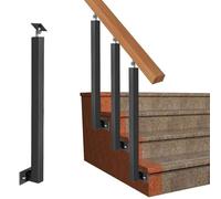 Stair Baluster Post with Adjustable 270° Angle Bracket, Side Mount Metal Railing Spindle for Indoor Stair Remodeling, Black Support Rod, 1PCS