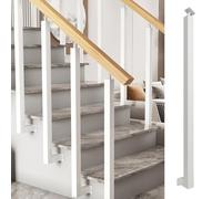 Stair Balusters Post, Single Rectangle Guardrail Railing, Stairs Metal Balusters Side-Mounted, for Indoor and Outdoor Use, Banister Column with Screws Kit, 1PCS(White,110CM/43.3IN)