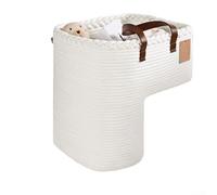 Stair Basket Constructed from Woven Linen with Practical Handles for Toy Book Phone Storage on Carpeted Steps (D)