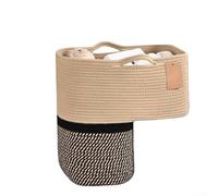 Stair Basket Constructed from Woven Linen with Practical Handles for Toy Book Phone Storage on Carpeted Steps (B)