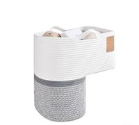 Stair Basket Constructed from Woven Linen with Practical Handles for Toy Book Phone Storage on Carpeted Steps (C)