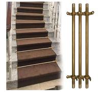 Stair Carpet Rod,Adjustable Stair Runner Rods Set - Polished Brass Non-Slip Carpet Bar with Bracket & Hardware for Secure Flooring (3pcs, 51cm/20in)