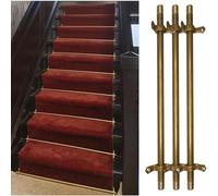 Stair Carpet Rod,Antique Brass Stair Runner Rods 24-50 Inch, Easy Install Carpet Holder Bracket Hardware for Home & Commercial Staircases, 5pcs Set (48in/122cm)
