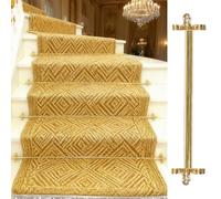 Stair Carpet Rods, Decorative Non-Slip Clamp Bars for Easy Installation, 12 Pcs 81cm (32in) to Secure Stair Carpet, Luxury Gold Finish