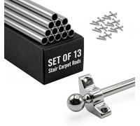 Stair Carpet Rods Set of 13 - Round Finials, Satin Chrome Finish, Durable Non-Slip Stair Rods for Carpet Runners up to 70 cm Wide, Easy DIY Install, Elegant Staircase Décor (Satin Chrome)