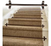 Stair Carpet Runner Rod Holder Bracket Set, Antique Bronze Stairway Rug Bar with Finial Ends, Fixed Tubing Pole for Wood/ Porcelain Stairs(7pack,43.3in/110cm)