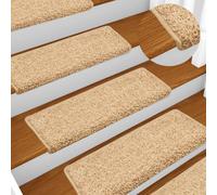 Stair Carpet Treads 15pcs Cream 65x21x4cm Polypropylene Needle-Punched Washable