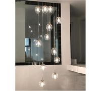 Stair Chandelier, 12 Glass Chandelier, 250 cm Long Cable, 60 cm Diameter Chrome Round Lamp Holder,Chandeliers