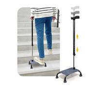 Stair Climbing Cane Half Steps for Stairs Lifts Seniors Elderly Stair Cane Walking Aids for Stability 4 Prong Base Adjustable Sticks Stair Helper Assist Devices Mobility Aids Equipment Black