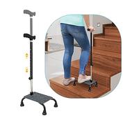 Stair Climbing Cane Half Step Stair Walker Aid Devices Stairway Lift for Elderly Seniors Assist Helper Adjustable 4 Pronged Quad Base Balance Stability Walking Sticks