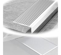 Stair Edge Trim 36" 48" Aluminum Stair Nosing, Non-Slip Stairs Edge Protector L Molding Edging Trim Strip for Staircase Step(White,L 140cm)