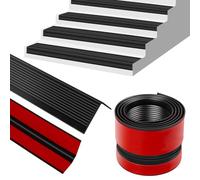 Stair Edge Trim,Vinyl Rubber Stair Nosing, Black Non-Slip Self Adhesive Stair Edge Protector Suitable for Indoor & Outdoor Stairs, Non-Slip and Waterproof