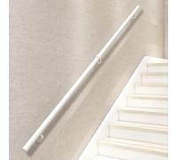 Stair Handrail - 1m 1.5m 2.7m 3.4m 5m, Wall Mount, Safety | White Metal Hand Rail Non-Slip Industrial Galvanized Iron Staircase Railing for Indoor Outdoor(100cm/39in)