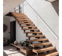 Stair Handrail, 1m 180cm 2m 240cm 3m 6m Wall Mounted Staircase Banister Hand Rails with Wall Holders and Metal Screws, White Wrought Iron Stair Railing(17ft/510cm)