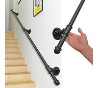 Stair Handrail Banister, 30cm-600cm Wall Mounted Metal Handrails Brackets Kit | Modern Black Non-Slip Staircase Railing for Disabled Elderly Kids(80cm)
