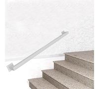 Stair Handrail Bannister 30cm - 600cm Galvanized Iron Pipe Staircase Railing, Wall Mounted Black/White/Gold Industrial Square Pipe Balusters, Non-Slip Hand Rails(White,13.1ft/400cm)