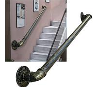 Stair Handrail Bronze Metal Industrial Pipe Railing 1FT 20FT Staircase Banister Indoor Wall Mount Outdoor Grab Rail Round Corner