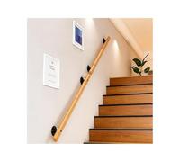 Stair Handrail, Custom Length Wooden Stair Handrail Wall Mounted, Solid Wood Stair Railing for Indoor Staircase, 3x6cm Hand Rail with Black Metal Wall Brackets, Easy Install Safety Rail(3.6ft/110cm)