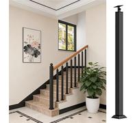 Stair Handrail Deck Balusters 1/2/5/8/10/20/25/30 Pack Metal Stair Baluster Spindles Post, Black Stair Balusters Spindle with Screws & Adjustable Flat Brackets(20pack,65cm/25.6in)