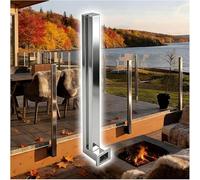 Stair Handrail Deck Balusters 304 Stainless Steel Glass Clamp Bracket Baluster with Slots & Base, Garden Stairs Post for Indoor Outdoor Stairs Deck(Left End Post,120cm/47.2in)