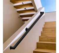 Stair Handrail for Indoor & Outdoor, 1-20FT Black Banister Staircase Hand Rail for Steps, Wrought Iron Pipe Handrails Wall Mount Balustrades Grab Bars(17ft/510cm)