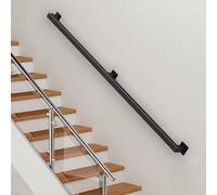 Stair Handrail for Indoor & Outdoor, 1-20ft Black Banister Staircase Hand Rails for Steps, Wrought Iron Pipe Handrail Wall Mount Balustrades Grab Bars for Stair Railing Support(16.4ft/500cm)