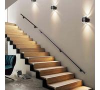 Stair Handrail for Walls 1 2 3 4 5 6 Metres, Wall Mount Metal Wrought Iron Staircase Hand Rails, Industrial Galvanized Pipe Stair Railing for Indoor Outdoor Attic(16.4ft/500cm)