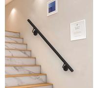 Stair Handrail for Walls Outdoor Steps or Indoor, Black Wrought Iron Staircase Banister Railing with Metal Screws Non-Slip Grab Bar Rail for Home Corridor Balcony(12ft/360cm)