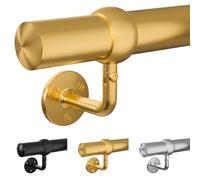 Stair Handrail Kit 3FT, Stainless Steel 304 Wall Mount Railing System, 1-11/16 Inch Pipe Secure Grab Hand Rail for Staircase Indoor House Decor Outdoor, Elegant Gold Finish- Golden