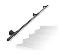 Stair Handrail KitBlack Wrought Iron WallMount Brackets for Indoor/Outdoor Steps Adjustable 30cm600cm Durable Staircase Banister Support Easy Installation