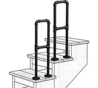 Stair handrail Modern Iron Railing, U Shaped Black Stair Handrail, Non-Slip Handrails, Safety Handrails for Hallway, Attic, Garden, Garage, Porch (Size: 3.1ft/95cm)