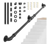 Stair Handrail, Non-Slip Handrails for Stairs, 1.5M Safety Industrial Iron Pipe Wall Mounted Indoor Outdoor Hand Railing Suitable for The Elderly, Children, Disabled, Diameter 2.5cm