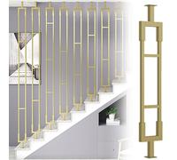 Stair Handrail Posts Universal Metal Railing Pickets Forged Iron Porch Supports for Concrete & Wood Steps Gold Finish 40cm (1.3ft) Height Durable & Stylish