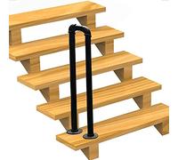 Stair handrail Rustic Black Round Corner Railing 35cm - 100cm Black Stair Handrail Tube Home Decor Staircase Porch Attic Handrails (Size: 75cm (2.5ft))