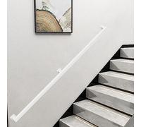 Stair Handrail - Set Indoor/Outdoor Stair Grips Square Metal Wall Support in Black/White/Durable Steel (Color: White)