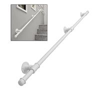 Stair HandrailOutdoor Grab Bar 1m to 6m Lengths White Wrought Iron Pipe Design Indoor & Outdoor Step Railing Durable & Stylish Safety Solution for Stairs