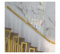 Stair Handrails 1m/2m/3m/4m/5m/6m Metal Industrial Non Slip Banister for Indoor/Outdoor Steps Gold Finish Adjustable Fittings Durable Railing for Safety & Style (120cm/3.9ft)