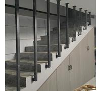 Stair Handrails Metal Stair Railing Black L Shaped Wall Mounted Handrail Non Slip Grip Bar Galvanized Iron 60cm Length Indoor/Outdoor Safety Solutions