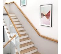 Stair Handrails, More Than 150CM is Not in One Pcs, Wooden Indoor Wall-Mounted Stair Handrails, Safety Railings for The Elderly and Children, Anti-Slip, with Metal Brackets, Round, Semicircular (Colo