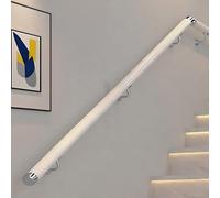 Stair Handrails,More Than 150cm is Not in One Pcs, Wooden Indoor Wall-Mounted Stair Handrails, Safety Railings for The Elderly and Children, Anti-Slip, with Metal Brackets, Round (White, 220cm)