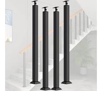 Stair Handrails Wrought Iron Balusters Post Kit - Floor Mount Hand Railing Spindle for Deck Railing and Banister Column