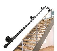 Stair il 1-6m Wall-Mounted Support Rod Indoor/Outdoor Safety Grab Bar Black Wrought Iron Railing - Complete Kit for Enhanced Security