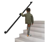 Stair il 1m/1.5m/2m/2.5m Indoor/Outdoor Safety Support Bar with Black Square Iron Brackets Staircase Railing Kit for Secure Grip and Easy Installation
