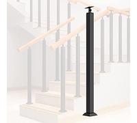 Stair il Support Post Black Wrought Iron Railing Non-Slip Square Stair Rails 100cm Balustrade Pole Indoor/Outdoor Safety Solution (1PCS)