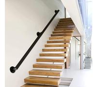 Stair il Support Rod | Indoor/Outdoor Wall-Mounted Banister Railing | Adjustable Lengths: 1.2m to 6m | Black Staircase Safety Guard (7ft/210cm)