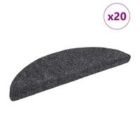 Stair Mat 20 pcs Dark Grey 56x17x3cm Needle-Punched Polypropylene Non-Slip Set.
