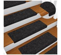 Stair Mat 30pcs Black 65x21x4cm NeedlePunched Polypropylene Non-Slip 3mmPileGrip